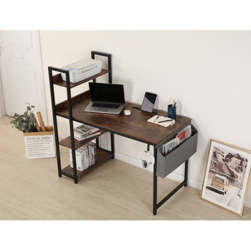 H-shaped Computer Desk With Bookshelf HWD-FW03